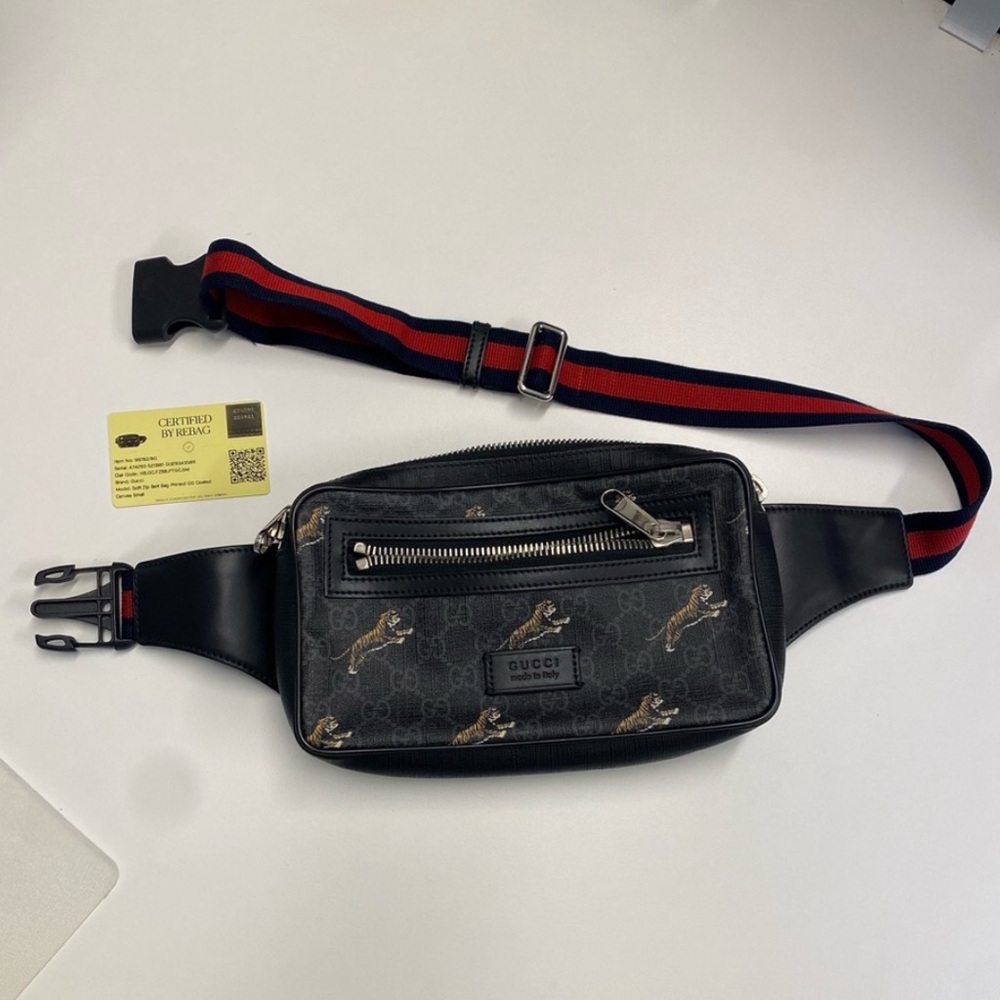 Gucci Black and Gray Bestiary Tiger Print Belt Bag/Crossbody - Picture 3 of 13